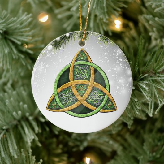 Celtic Cross Wiccan Pagan Witchy Witchcraft Green Keramisch Ornament (Boom)