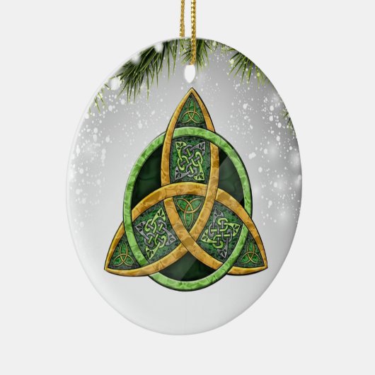 Celtic Cross Wiccan Pagan Witchy Witchcraft Green Keramisch Ornament (Rechts)