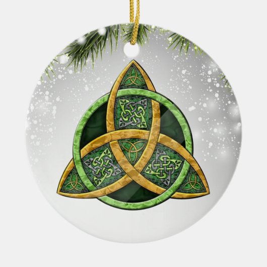 Celtic Cross Wiccan Pagan Witchy Witchcraft Green Keramisch Ornament (Voorkant)
