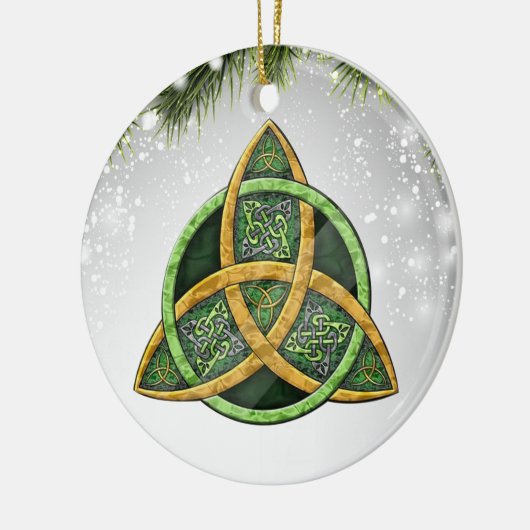 Celtic Cross Wiccan Pagan Witchy Witchcraft Green Keramisch Ornament (Links)
