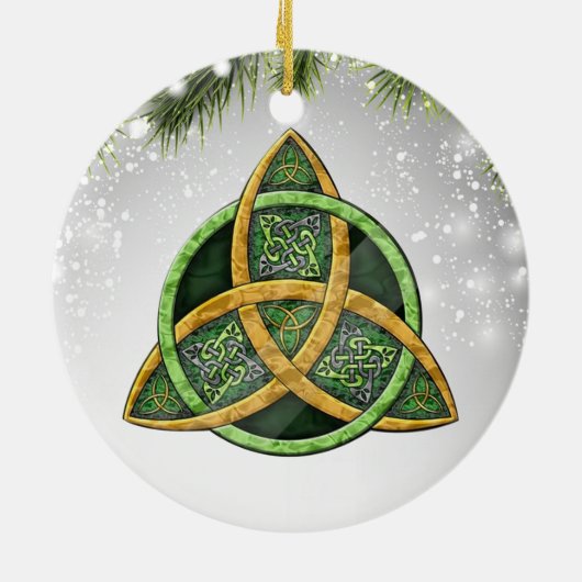 Celtic Cross Wiccan Pagan Witchy Witchcraft Green Keramisch Ornament (Achterkant)