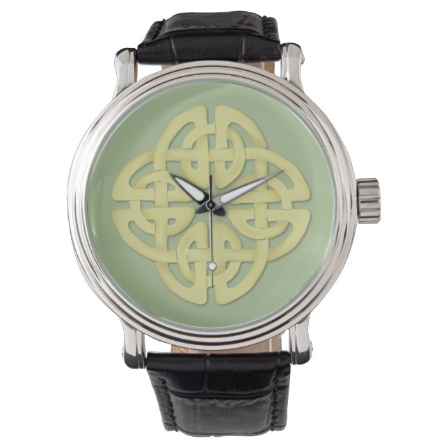 Celtic Custom Black  leder Horloge (Voorkant)
