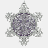 Celtic Dara Knot Kerstversient Tin Sneeuwvlok Ornament (Voorkant)