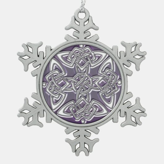 Celtic Dara Knot Kerstversient Tin Sneeuwvlok Ornament (Voorkant)