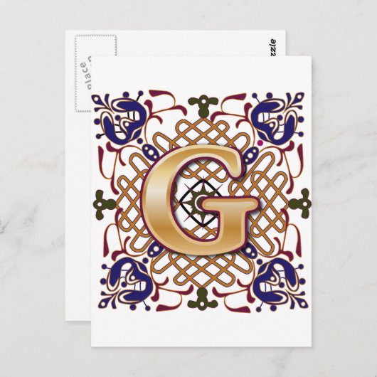 Celtic Design Letter G Briefkaart (Voorkant / Achterkant)