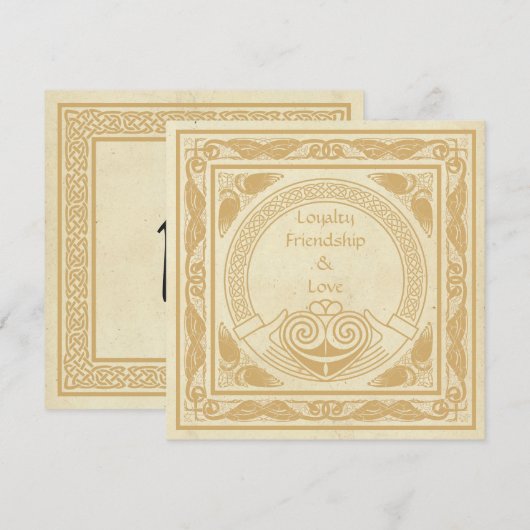 Celtic Design met Claddagh Wedding Table Number Kaart (Voorkant / Achterkant)
