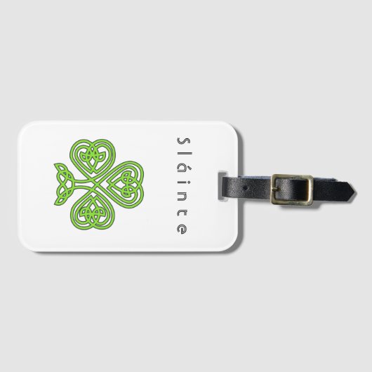 Celtic Design Shamrock St. Patrick's Day Slainte Bagagelabel (Voorkant (horizontaal))