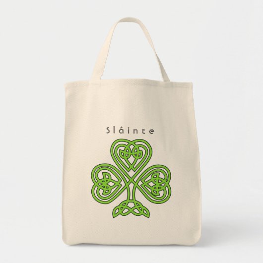 Celtic Design Shamrock St. Patrick's Day Slainte Tote Bag (Voorkant)