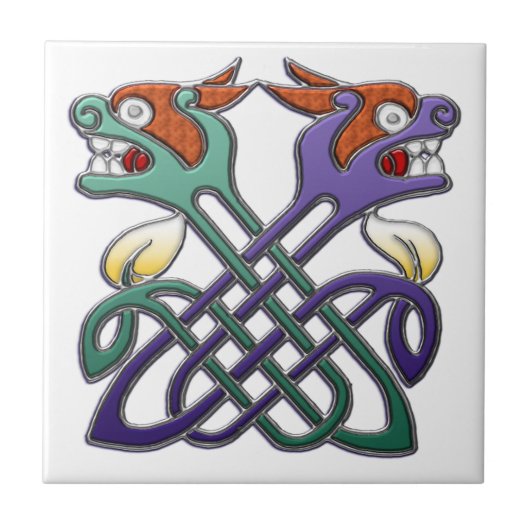 Celtic Design Split-hoofden Tegeltje (Voorkant)