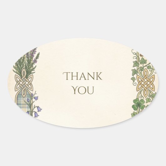 Celtic Distel Groene 'Dank je wel' Sticker (Voorkant)