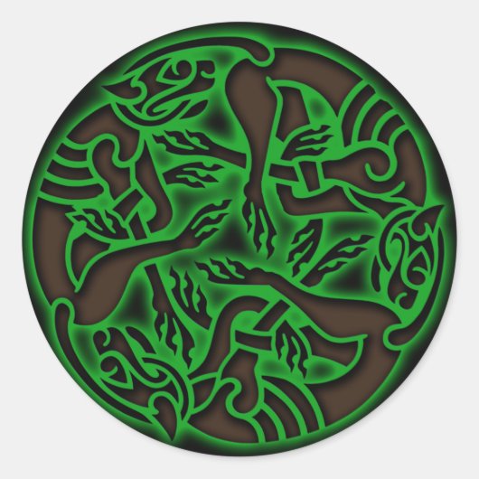 Celtic Dog Chase Ronde Sticker (Voorkant)