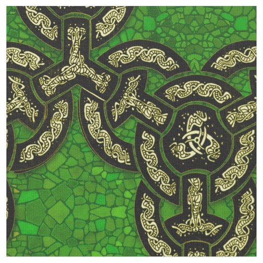 Celtic Dragon chain Grande in Dark Green Stof (Close Up)
