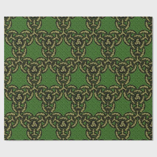 Celtic Dragon Chain Green Cadeaupapier (Vlak)