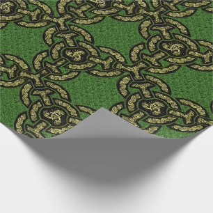 Celtic Dragon Chain Green Cadeaupapier
