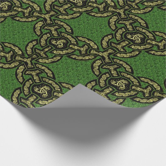 Celtic Dragon Chain Green Cadeaupapier (Hoek)