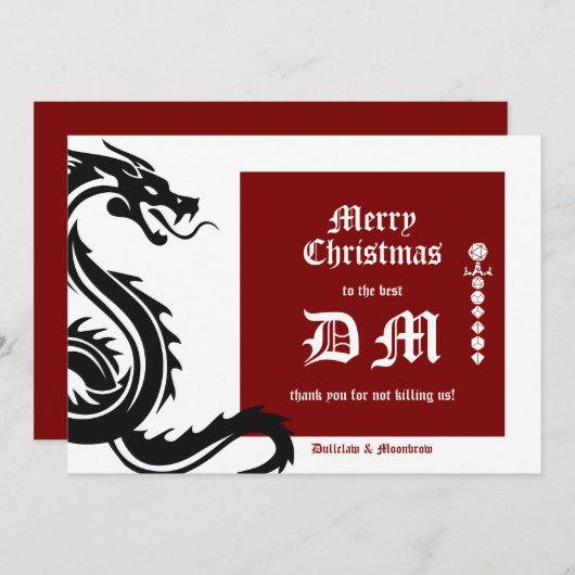 Celtic Dragon DND RPG DM Gamer Christmas Feestdagenkaart (Voorkant / Achterkant)