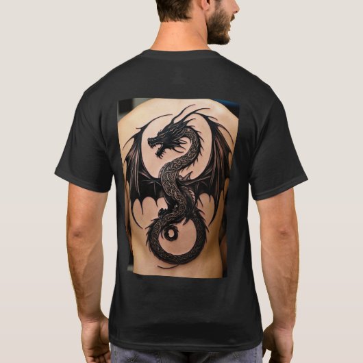 Celtic Dragon Elegance in minimalistische zwarte i T-shirt (Achterkant)