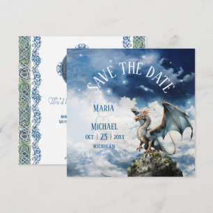 Celtic Dragon Fantasy Wedding Save the Date Kaart