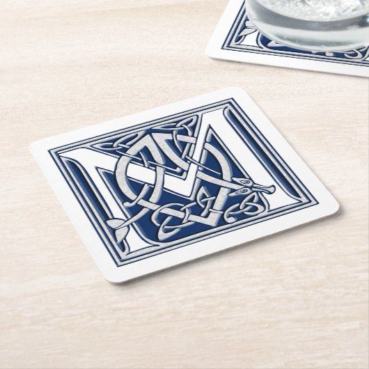 Celtic Dragon Initiaal M Kartonnen Onderzetters (Schuin)