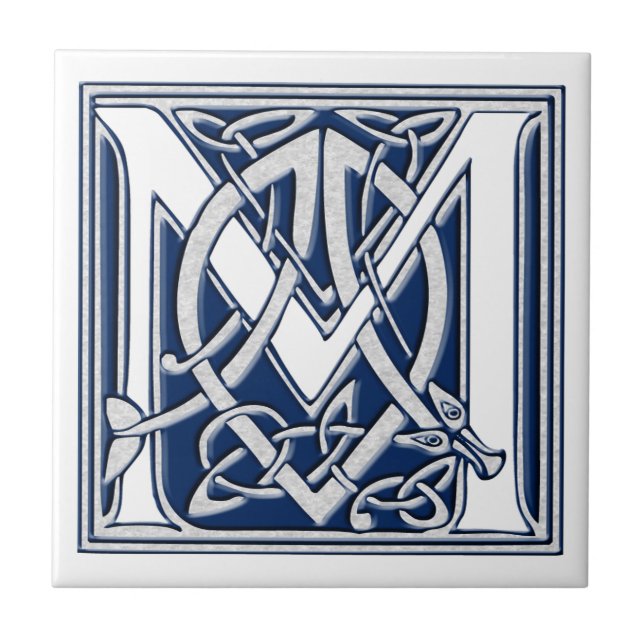 Celtic Dragon Initiaal M Tegeltje (Voorkant)