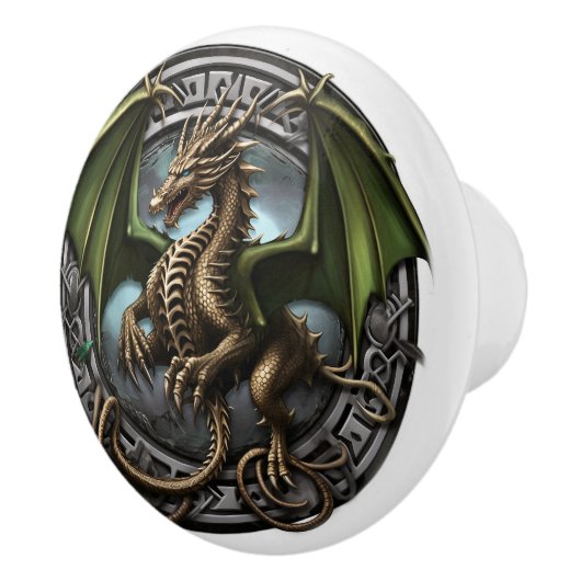Celtic Dragon Keramische Knop (Rechts)
