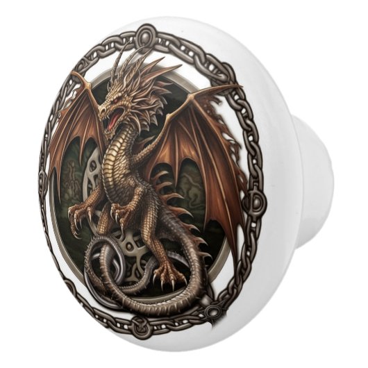 Celtic Dragon Keramische Knop (Rechts)