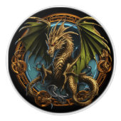 Celtic Dragon Keramische Knop (Voorkant)