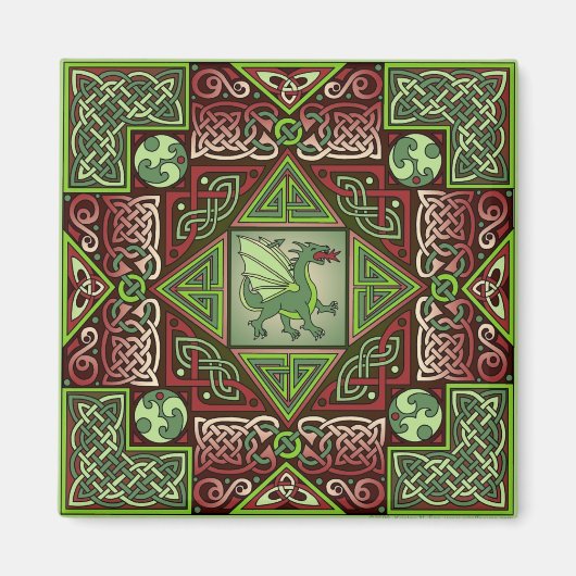 Celtic Dragon Labyrinth Magneet (Voorkant)