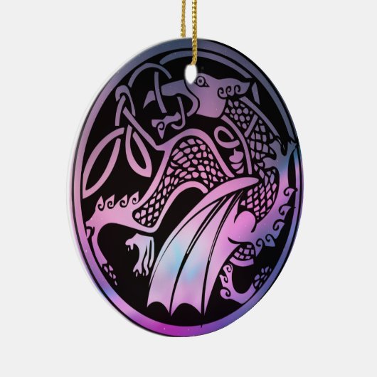 Celtic Dragon Round Keramisch Ornament (Rechts)