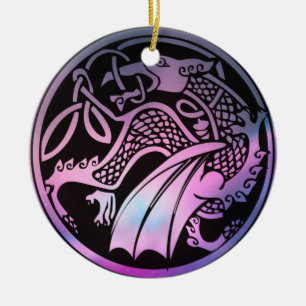 Celtic Dragon Round Keramisch Ornament