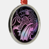 Celtic Dragon Round Metalen Ornament (Rechts)