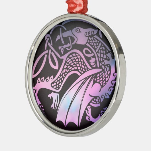 Celtic Dragon Round Metalen Ornament (Links)
