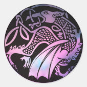Celtic Dragon Round Ronde Sticker (Voorkant)