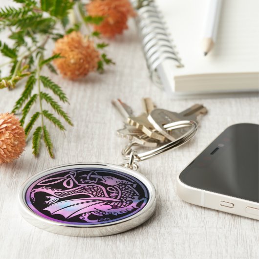 Celtic Dragon Round Sleutelhanger (Zijkant)