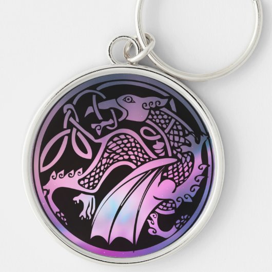 Celtic Dragon Round Sleutelhanger (Voorkant)