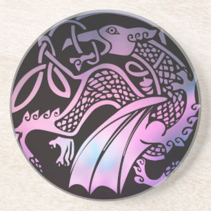 Celtic Dragon Round Zandsteen Onderzetter