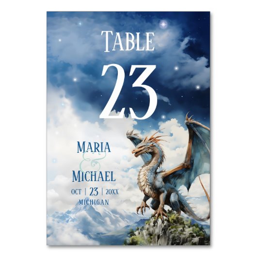Celtic Dragon Trouwtafel Nummer Kaart (Achterkant)