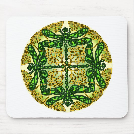 Celtic Dragonflies Green Muismat (Voorkant)