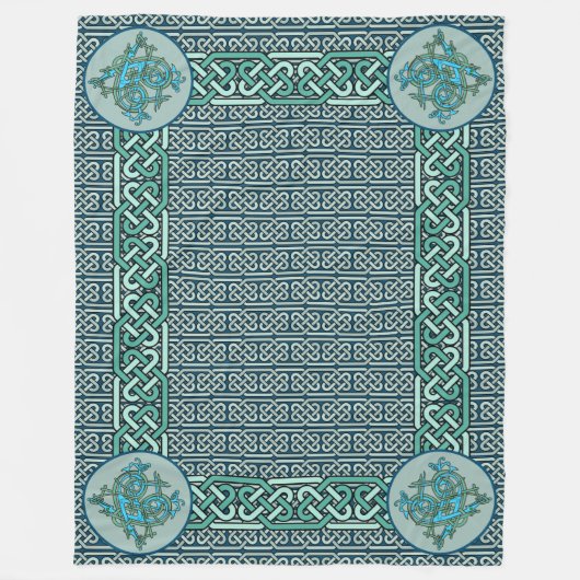 Celtic Dragons Blue Fleece Deken (Voorkant)