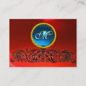 CELTIC DRAGONS MONOGRAM RUBY rood blauw saffier Visitekaartje (Achterkant)