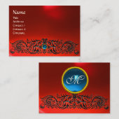 CELTIC DRAGONS MONOGRAM RUBY rood blauw saffier Visitekaartje (Voorkant / Achterkant)
