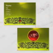 CELTIC DRAGONS MONOGRAM TOPAZ gele rode robijn Visitekaartje (Voorkant / Achterkant)