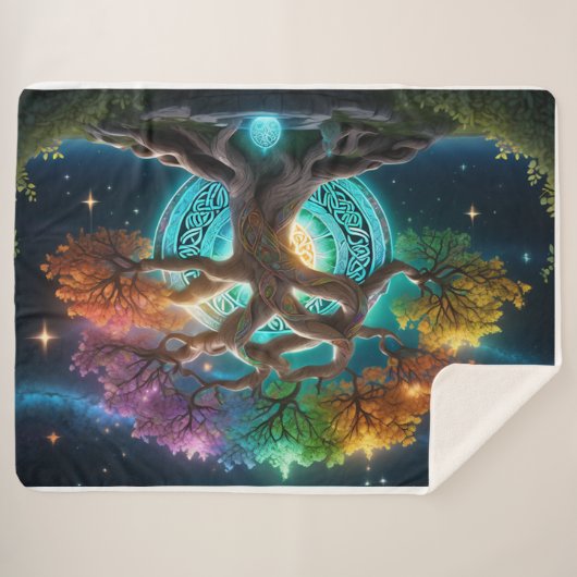 Celtic Elegance: De boom van het leven onthuld Sherpa Deken (Voorkant (horizontaal))