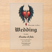 Celtic elegance with a heart and wings. acryl uitnodigingen (Voorkant)