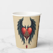 Celtic elegance with a heart and wings. papieren bekers (Achterkant)