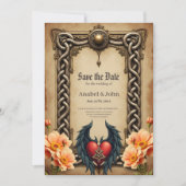 Celtic elegance with a heart and wings.  save the date (Voorkant)