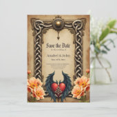 Celtic elegance with a heart and wings.  save the date (Staand voorkant)