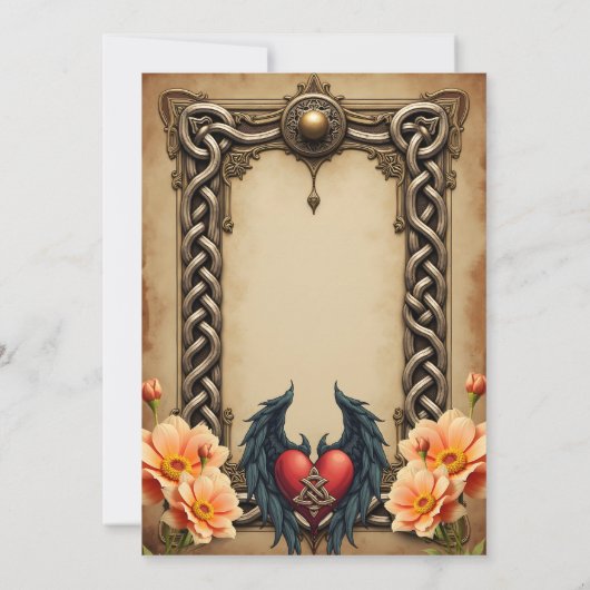 Celtic elegance with a heart and wings.  save the date (Achterkant)