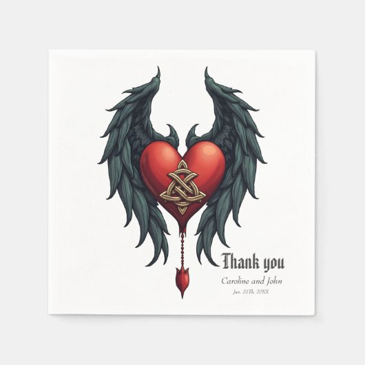 Celtic elegance with a heart and wings. servet (Voorkant)