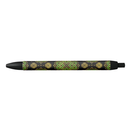 Celtic Enless Knot - Shamrock four-leaf Clover Zwarte Inkt Pen (Voorkant)